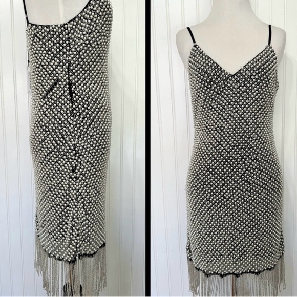 Nasty Gal Dresses & Skirts - Nasty Gal Monochrome Beaded Fringe Dress NWT